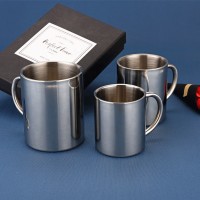 220ml/300ml/450ml Double Wall Handle Stainless Steel Mug Reusable Metal Coffee Beer Cup Travel Tumbler For Family